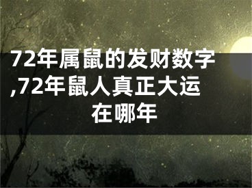 72年属鼠的发财数字,72年鼠人真正大运在哪年