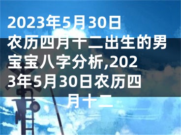 2023年5月30日农历四月十二出生的男宝宝八字分析,2023年5月30日农历四月十二