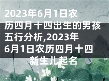 2023年6月1日农历四月十四出生的男孩五行分析,2023年6月1日农历四月十四新生儿起名