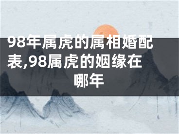 98年属虎的属相婚配表,98属虎的姻缘在哪年