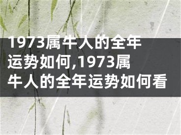 1973属牛人的全年运势如何,1973属牛人的全年运势如何看