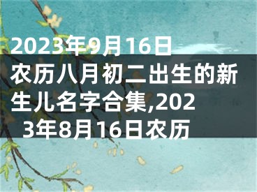 2023年9月16日农历八月初二出生的新生儿名字合集,2023年8月16日农历