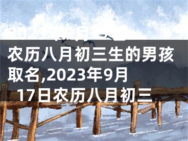 2023年9月17日农历八月初三生的男孩取名,2023年9月17日农历八月初三