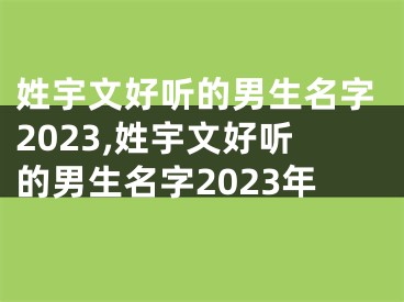 姓宇文好听的男生名字2023,姓宇文好听的男生名字2023年