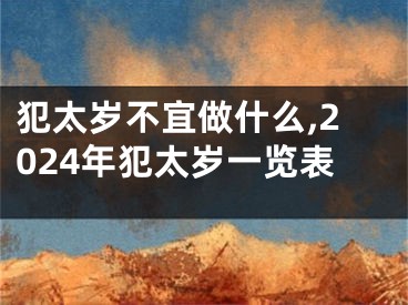 犯太岁不宜做什么,2024年犯太岁一览表