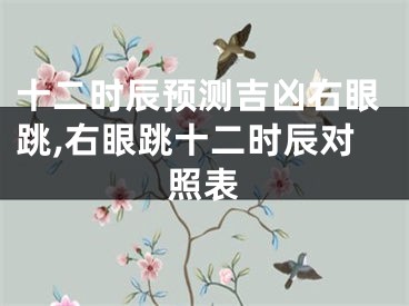 十二时辰预测吉凶右眼跳,右眼跳十二时辰对照表