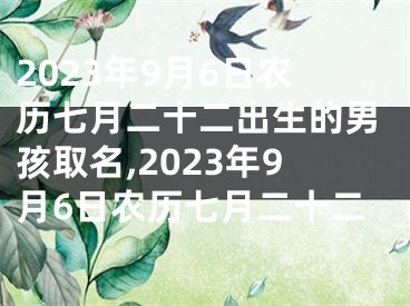 2023年9月6日农历七月二十二出生的男孩取名,2023年9月6日农历七月二十二