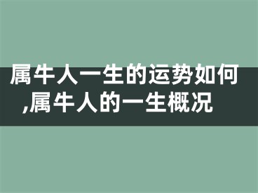 属牛人一生的运势如何,属牛人的一生概况