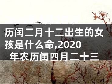 2023年4月2日农历闰二月十二出生的女孩是什么命,2020年农历闰四月二十三