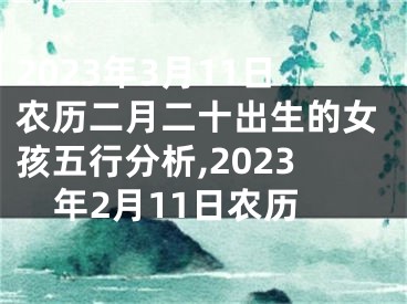 2023年3月11日农历二月二十出生的女孩五行分析,2023年2月11日农历