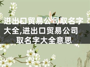 进出口贸易公司取名字大全,进出口贸易公司取名字大全意思