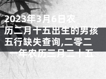 2023年3月6日农历二月十五出生的男孩五行缺失查询,二零二一年农历三月二十五