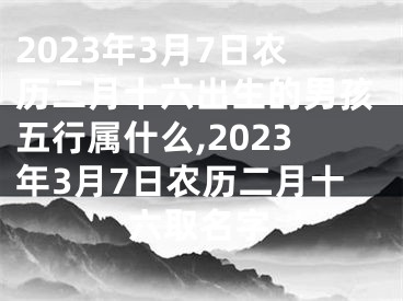 2023年3月7日农历二月十六出生的男孩五行属什么,2023年3月7日农历二月十六取名字