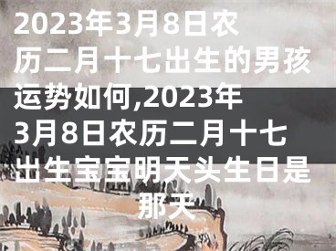 2023年3月8日农历二月十七出生的男孩运势如何,2023年3月8日农历二月十七岀生宝宝明天头生日是那天