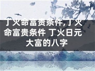 丁火命富贵条件,丁火命富贵条件 丁火日元大富的八字