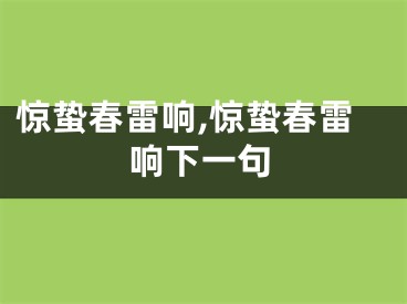 惊蛰春雷响,惊蛰春雷响下一句