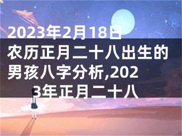 2023年2月18日农历正月二十八出生的男孩八字分析,2023年正月二十八