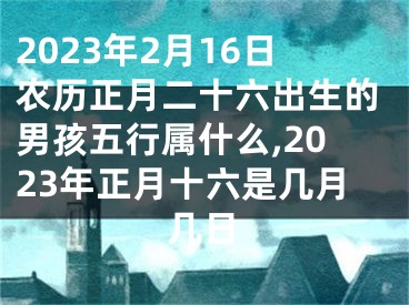 2023年2月16日农历正月二十六出生的男孩五行属什么,2023年正月十六是几月几日