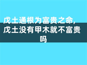 戊土通根为富贵之命,戊土没有甲木就不富贵吗