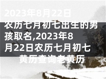 2023年8月22日农历七月初七出生的男孩取名,2023年8月22日农历七月初七黄历查询老黄历