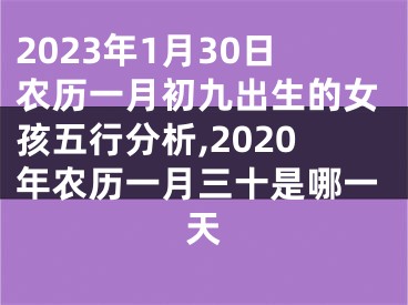 2023年1月30日农历一月初九出生的女孩五行分析,2020年农历一月三十是哪一天