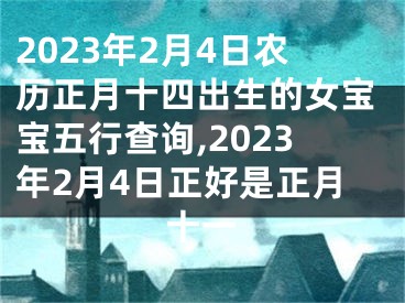 2023年2月4日农历正月十四出生的女宝宝五行查询,2023年2月4日正好是正月十一