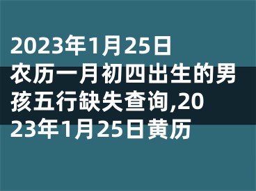 2023年1月25日农历一月初四出生的男孩五行缺失查询,2023年1月25日黄历