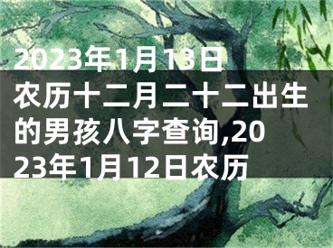 2023年1月13日农历十二月二十二出生的男孩八字查询,2023年1月12日农历