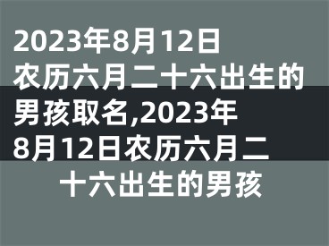 2023年8月12日农历六月二十六出生的男孩取名,2023年8月12日农历六月二十六出生的男孩