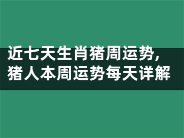 近七天生肖猪周运势,猪人本周运势每天详解