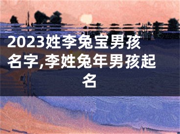 2023姓李兔宝男孩名字,李姓兔年男孩起名