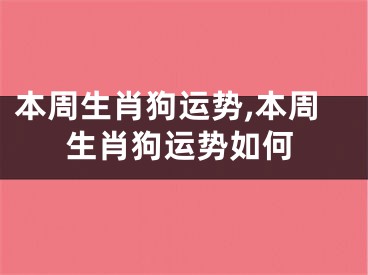 本周生肖狗运势,本周生肖狗运势如何