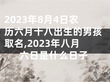 2023年8月4日农历六月十八出生的男孩取名,2023年八月六日是什么日子