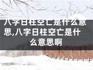 八字日柱空亡是什么意思,八字日柱空亡是什么意思啊