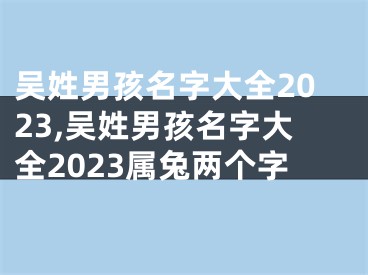 吴姓男孩名字大全2023,吴姓男孩名字大全2023属兔两个字