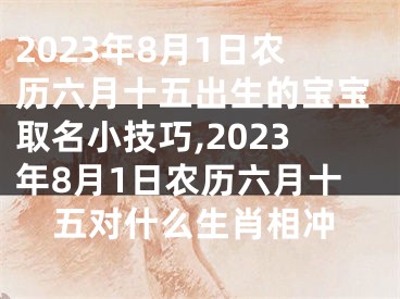 2023年8月1日农历六月十五出生的宝宝取名小技巧,2023年8月1日农历六月十五对什么生肖相冲