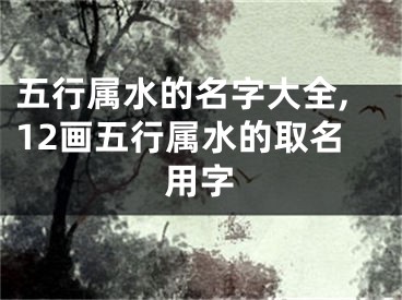 五行属水的名字大全,12画五行属水的取名用字