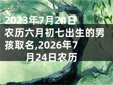 2023年7月24日农历六月初七出生的男孩取名,2026年7月24日农历