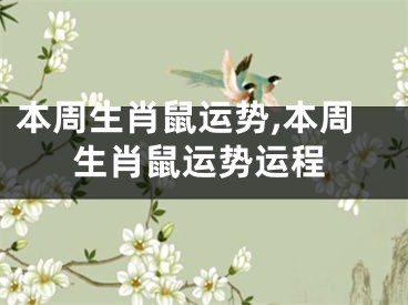 本周生肖鼠运势,本周生肖鼠运势运程