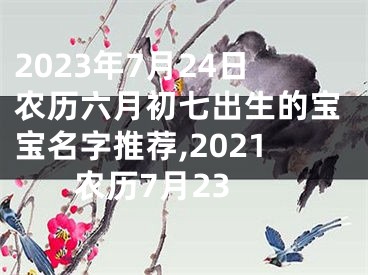 2023年7月24日农历六月初七出生的宝宝名字推荐,2021 农历7月23