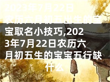 2023年7月22日农历六月初五出生的宝宝取名小技巧,2023年7月22日农历六月初五生的宝宝五行缺什么