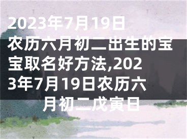 2023年7月19日农历六月初二出生的宝宝取名好方法,2023年7月19日农历六月初二戊寅日