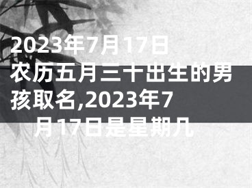 2023年7月17日农历五月三十出生的男孩取名,2023年7月17日是星期几