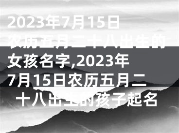 2023年7月15日农历五月二十八出生的女孩名字,2023年7月15日农历五月二十八出生的孩子起名