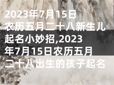 2023年7月15日农历五月二十八新生儿起名小妙招,2023年7月15日农历五月二十八出生的孩子起名