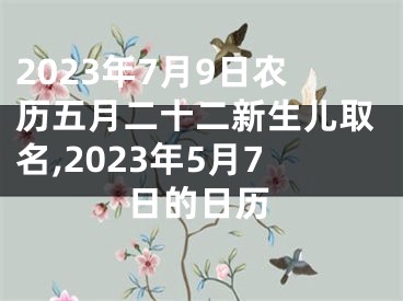 2023年7月9日农历五月二十二新生儿取名,2023年5月7日的日历