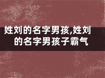 姓刘的名字男孩,姓刘的名字男孩子霸气