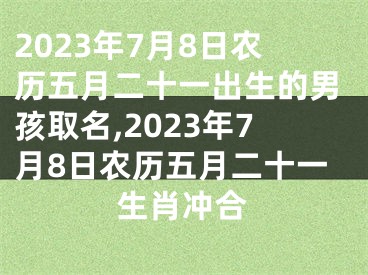 2023年7月8日农历五月二十一出生的男孩取名,2023年7月8日农历五月二十一生肖冲合