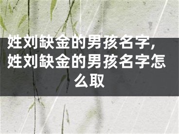 姓刘缺金的男孩名字,姓刘缺金的男孩名字怎么取