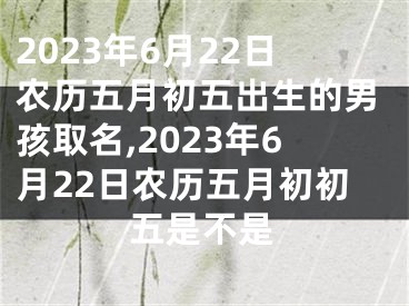 2023年6月22日农历五月初五出生的男孩取名,2023年6月22日农历五月初初五是不是